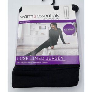 Warm Essentials by Cuddl Duds Women's Luxe Lined Jersey Thermal Leggings Black